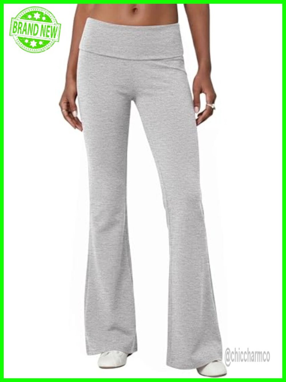 Fold Over Flare Leggings Yoga Pants Lounge Sweatpants Athletic Joggers Slim Fit